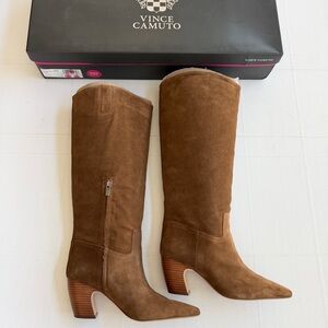 Vince Camuto Tan Suede Heeled Boots